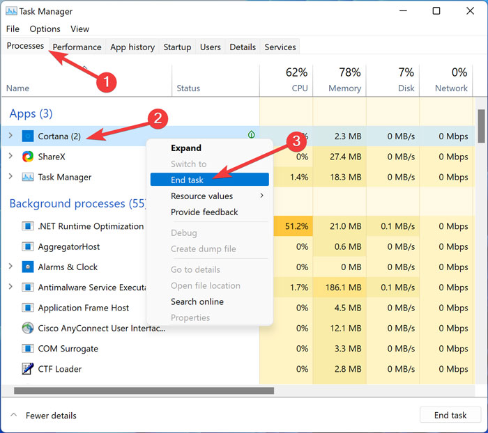 Start Menu Restarting Cortana On Windows
