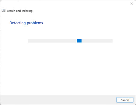 Start Menu Running The Search And Indexing Troubleshooter