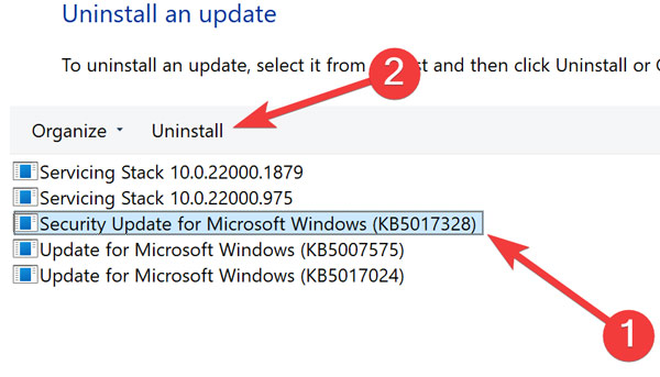 Start Menu Uninstalling Updates On Windwos