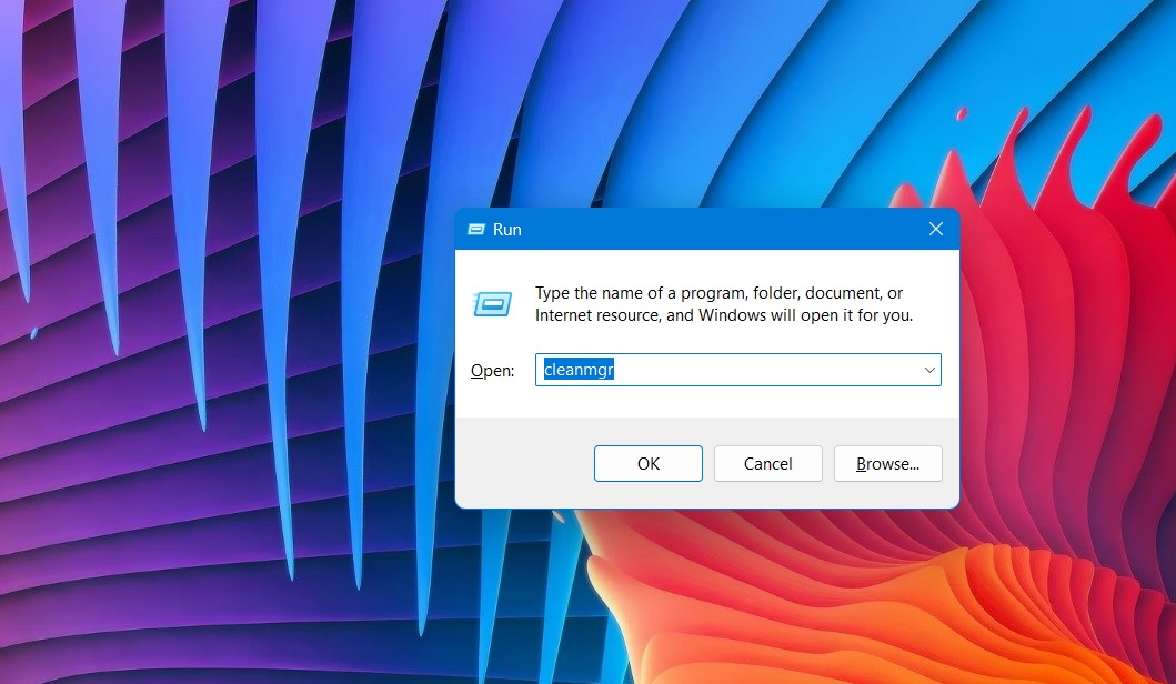 Typing cleanmgr in Run command.