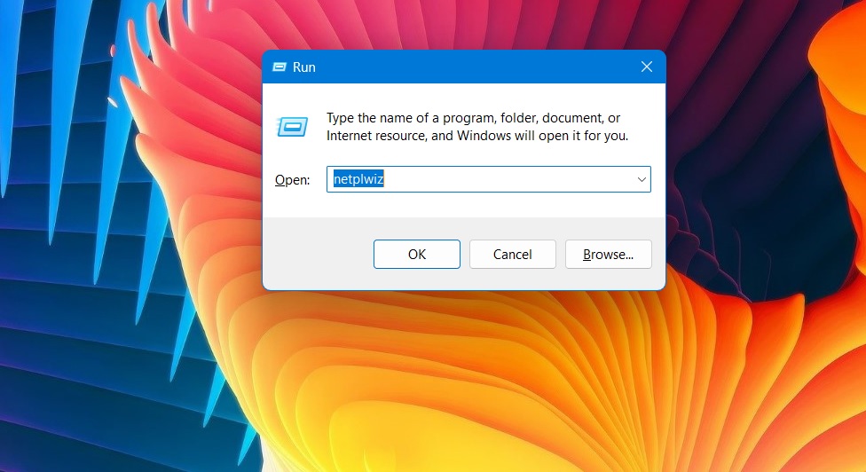 Type Netplwiz in Run command on Windows desktop. 