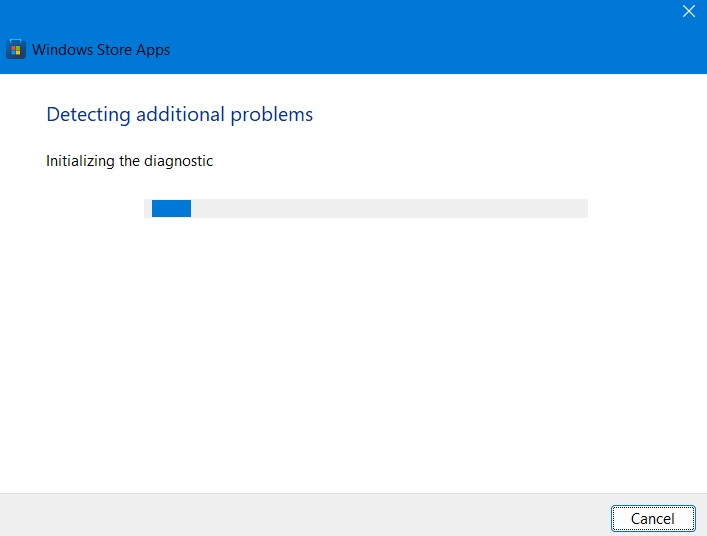Detecting additional problems in Windows Store Apps Troubleshooter.