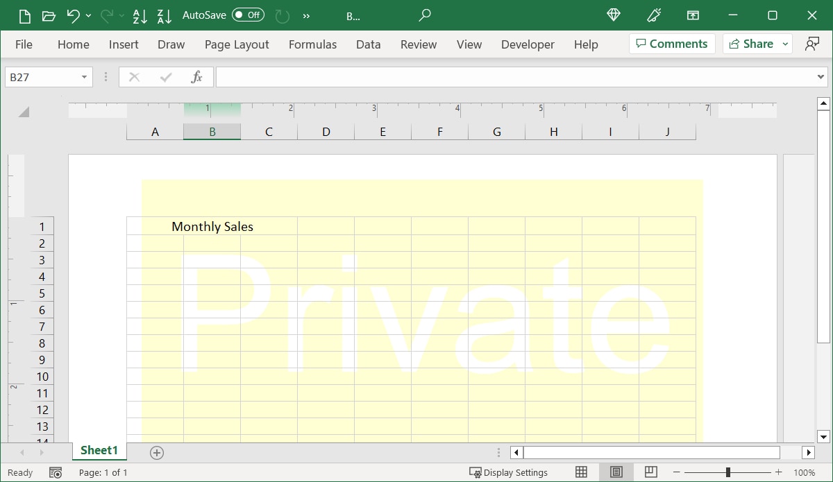 Updated watermark in Excel