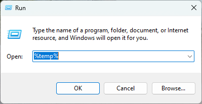 Typing command in Run window.