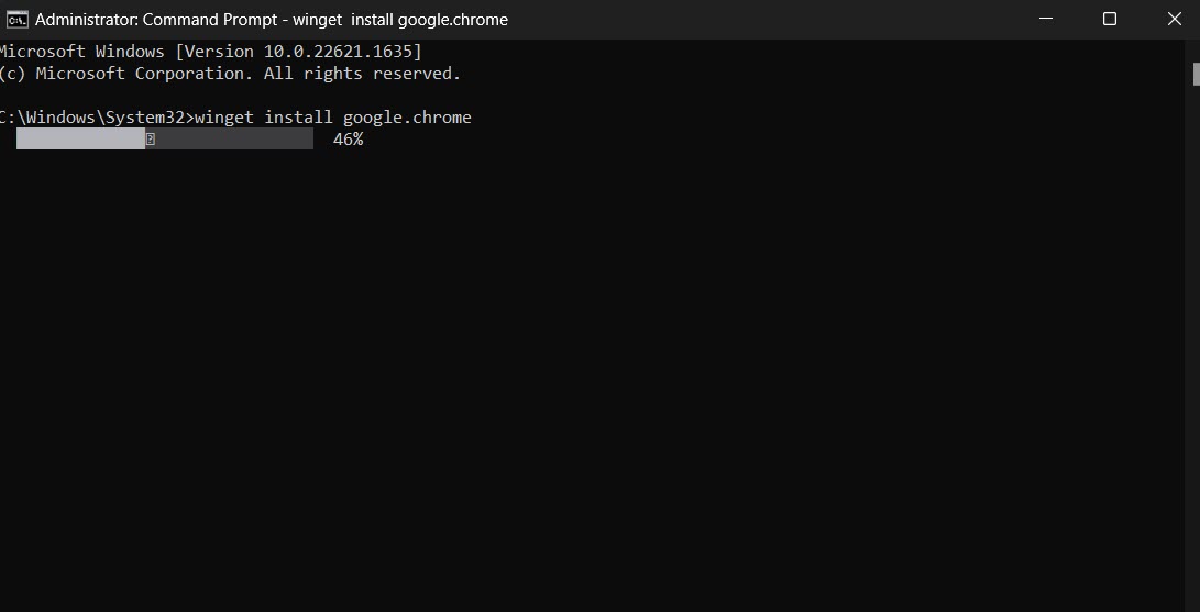 Google Chrome installing with winget.
