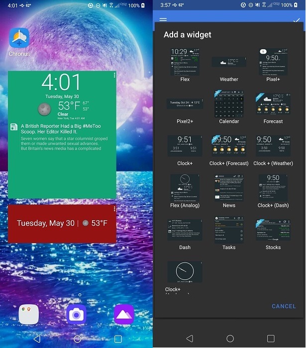 Chronus widget overview.