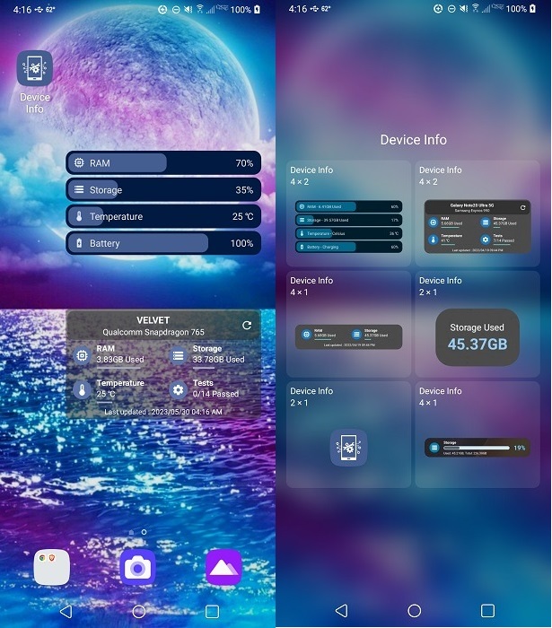 Device Info widget overview.
