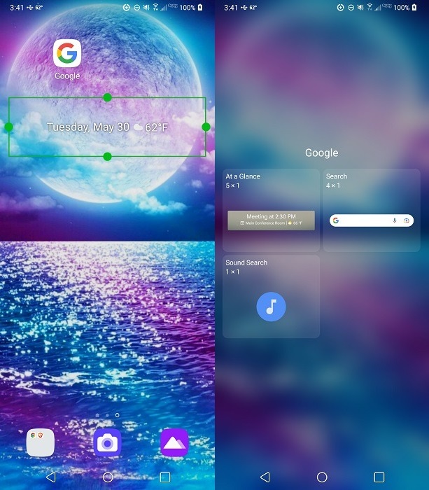 Google at a Glance widget overview. 