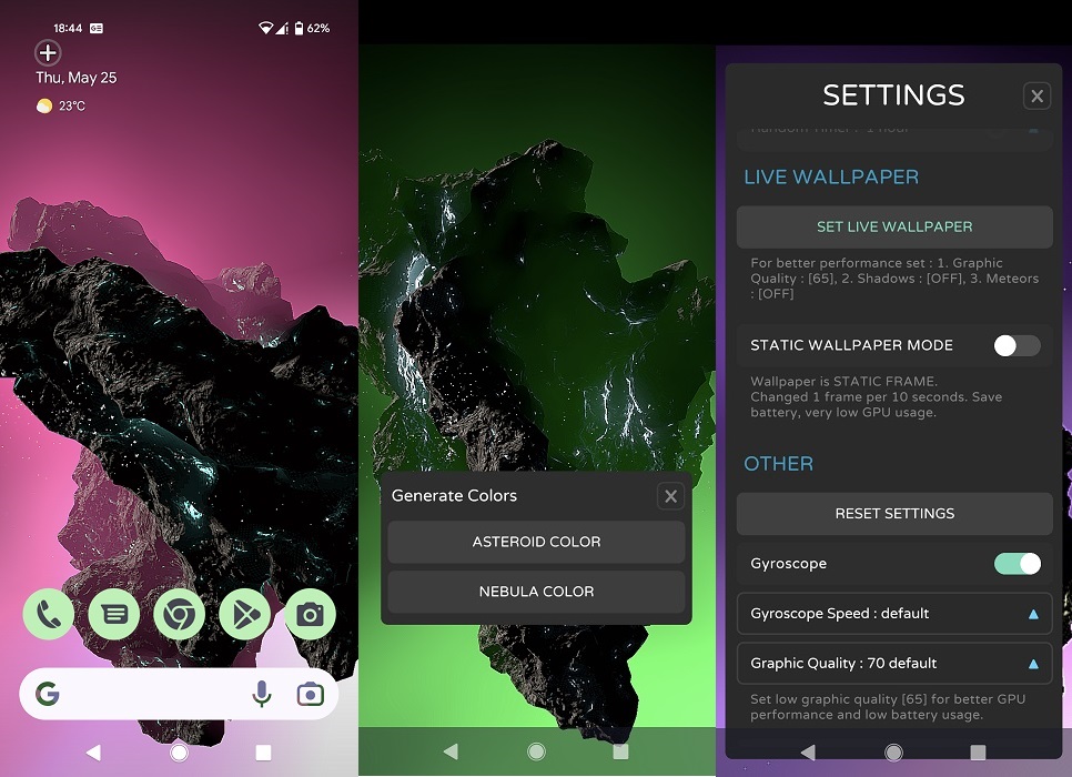 Asteroid app overview.