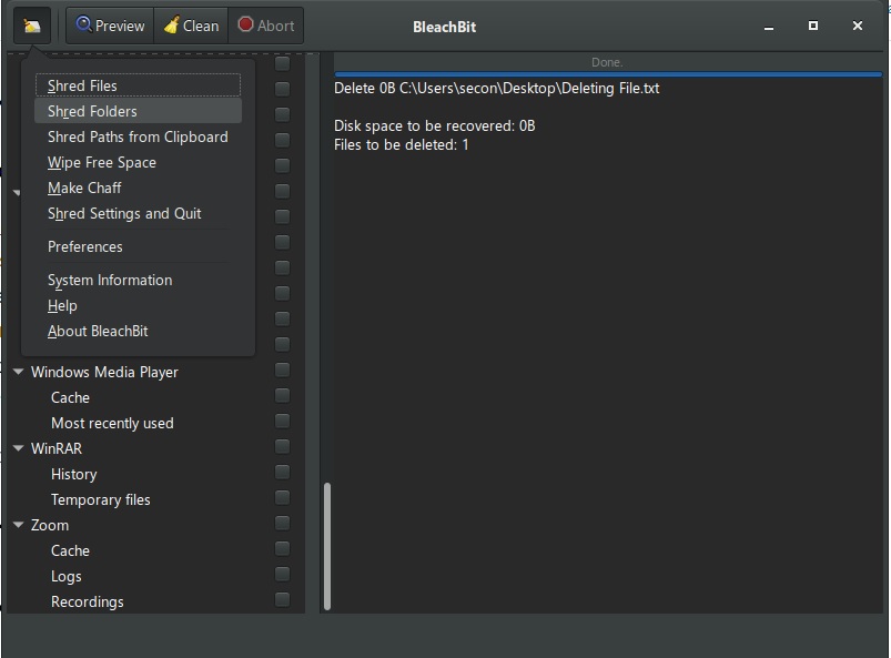 BleachBit software overview.