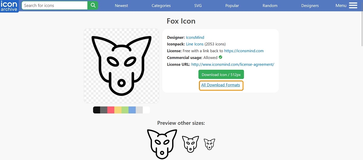 Downloading ICO files from Icon Archive website.