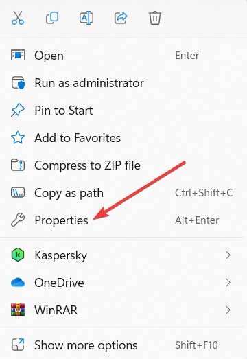 Context menu with "Properties" option visible.