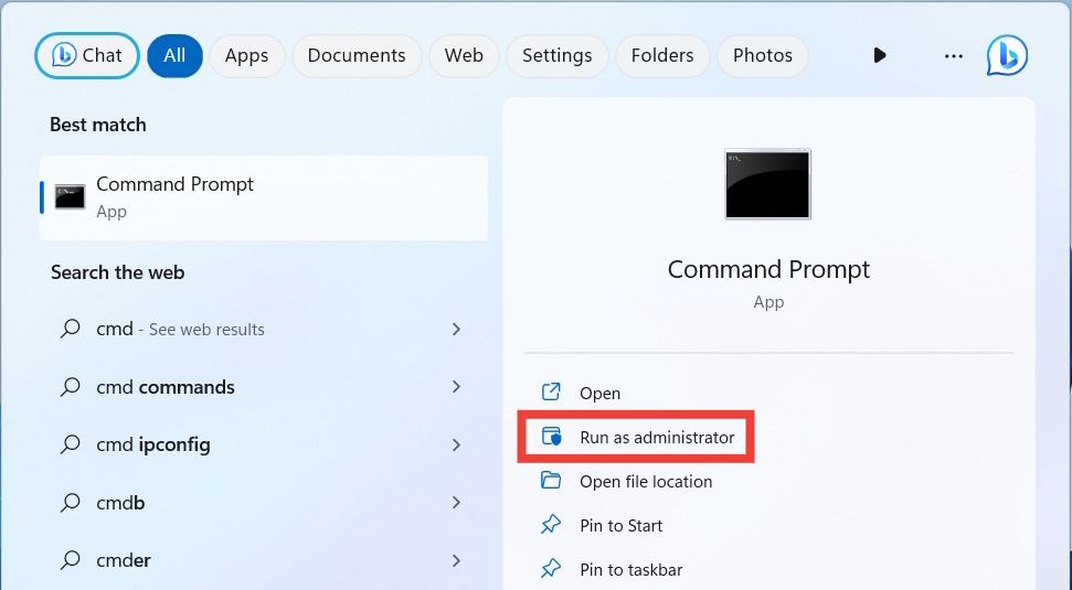 Running CMD as admin on Windows.