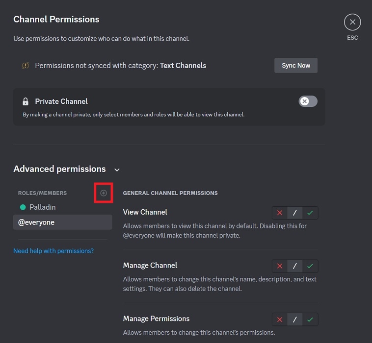 Adding new role in Permissions for channel. 