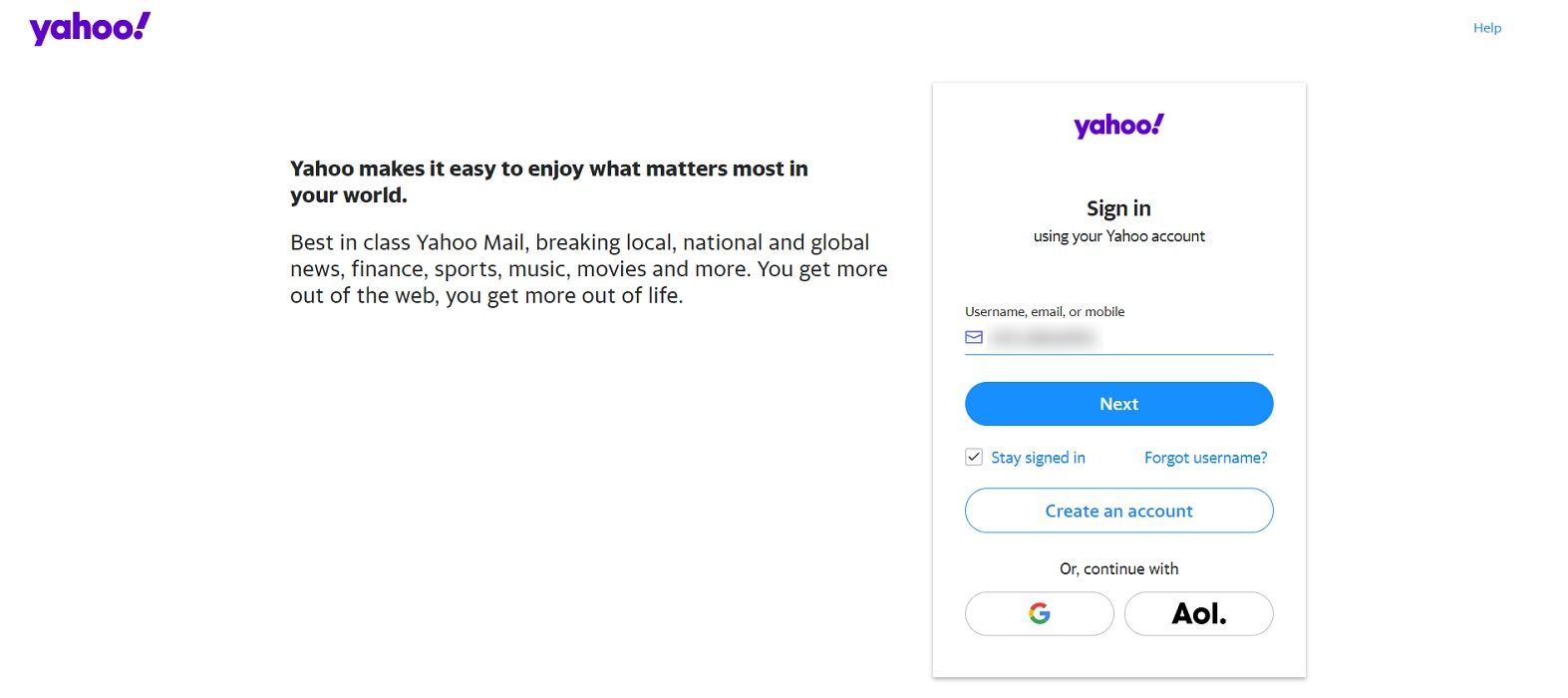 Signing in with Yahoo account. 