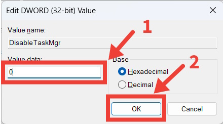 The process of setting a value in the Windows Registry Editor.