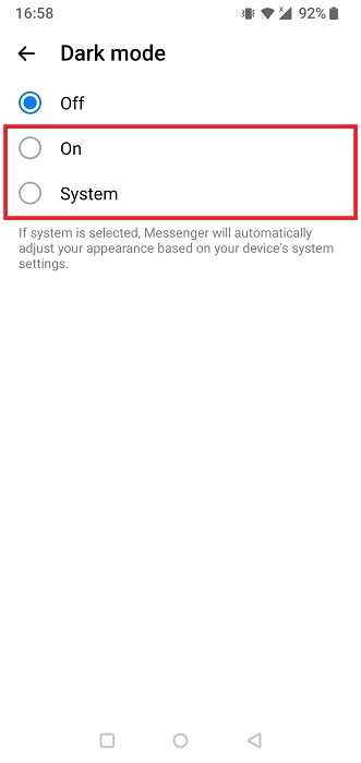 Facebook Dark Mode Enable Mess Options
