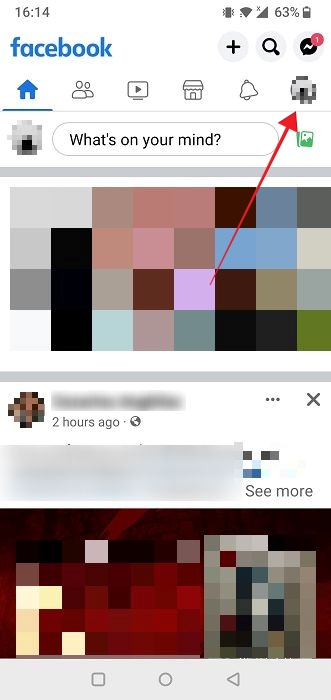 Clicking on profile picture in Facebook app for Android.