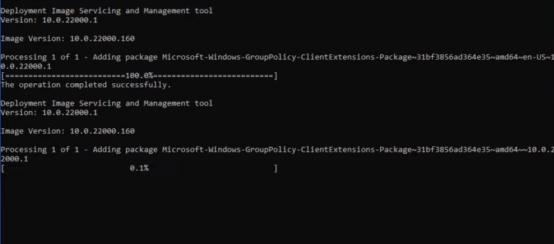 Windows downloading group policy file via Command Prompt. 