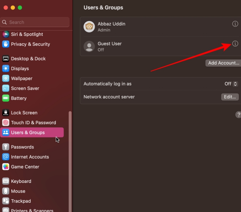 Guest Account Options Button On Macos
