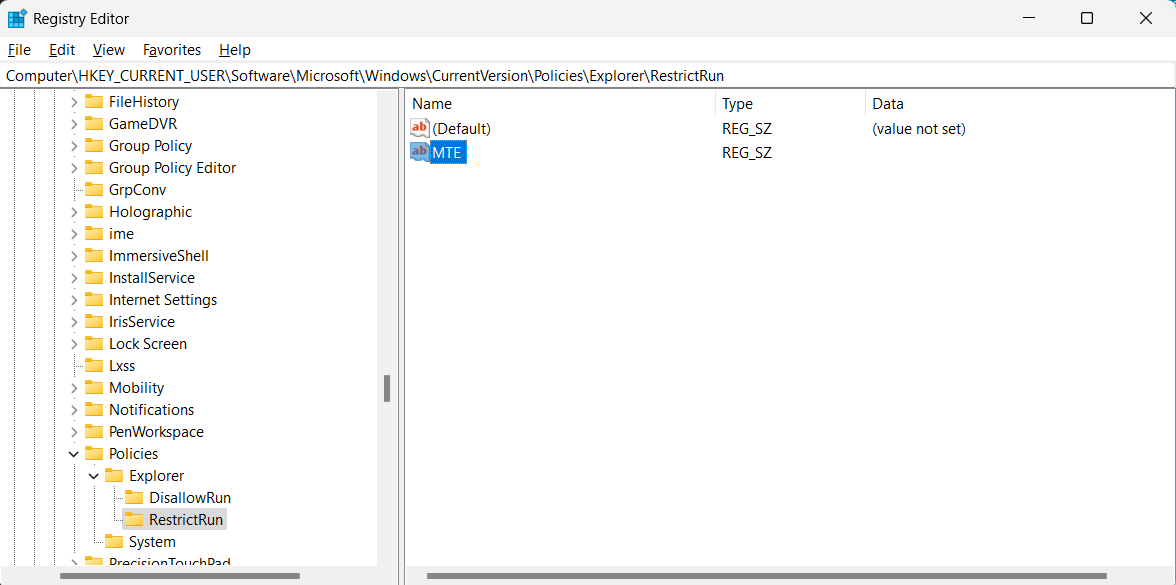 Adding programs that you want to run in Registry Editor.