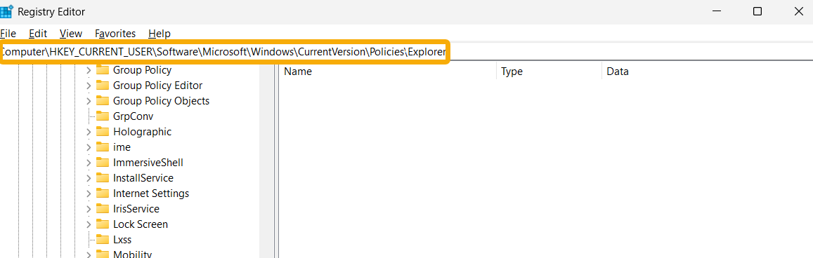 Accessing path in Registry Editor. 