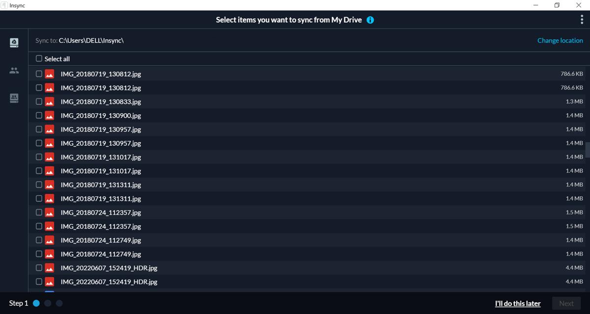Insync Select Files To Sync