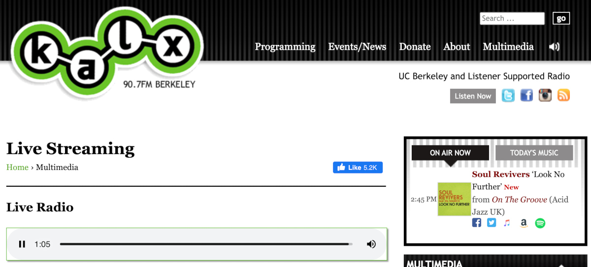 Kalx Live Streaming Page