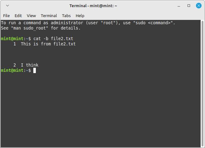Linux Terminal Cat Command Flags B Flag 2