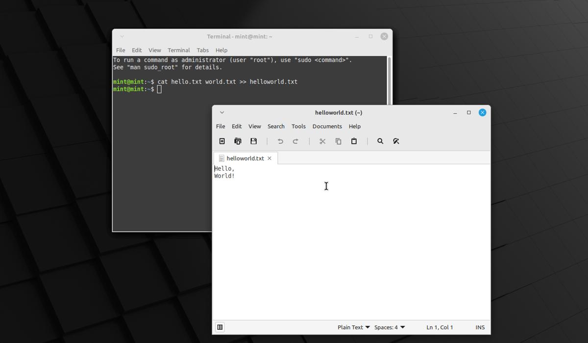 Linux Terminal Hello World Cut Up Into Two Lines