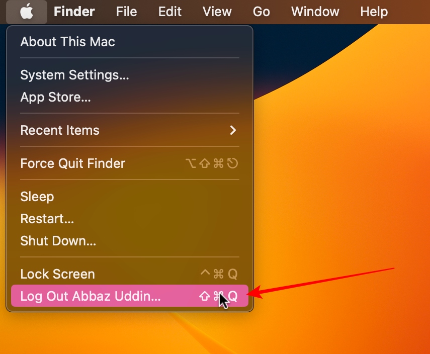 Log Out Button Of The Admin On A Mac