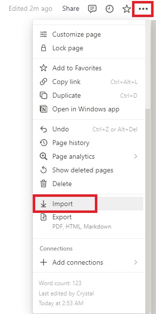 Moving From Evernote To Notion Import Menu