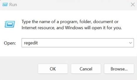 Typing "regedit" in Run window. 