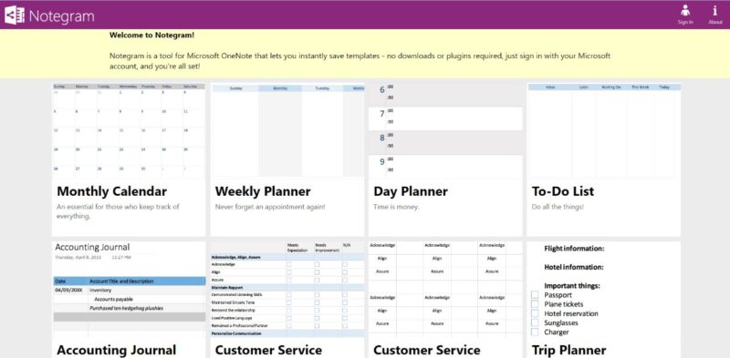 Notegram Onenote Templates For Free