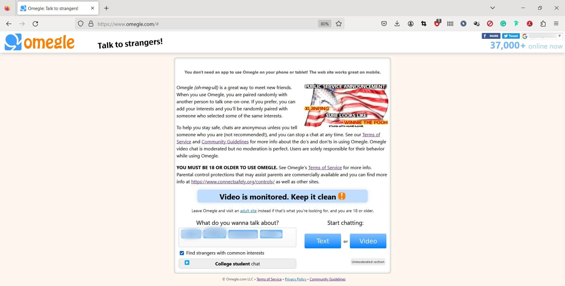 Omegle in Firefox.
