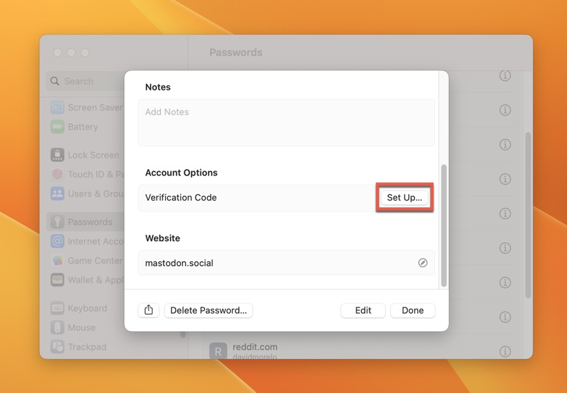 Password Two Factor Verification Set Up