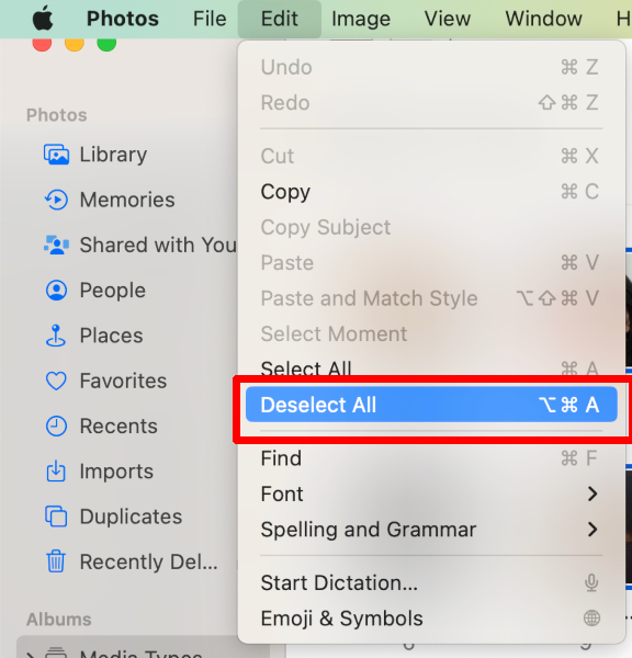 Photos App Edit Tab Deselect
