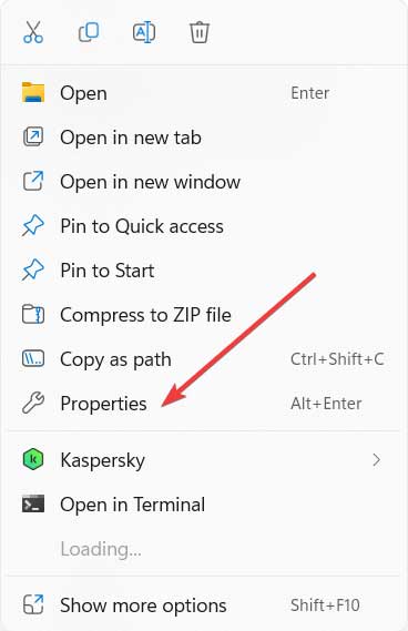 Context menu with "Properties" option visible.