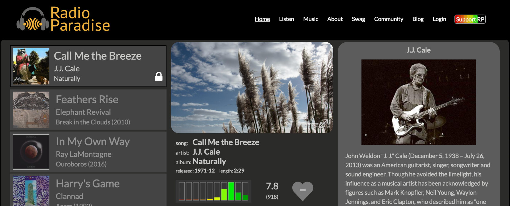 Radio Paradise Listen Page