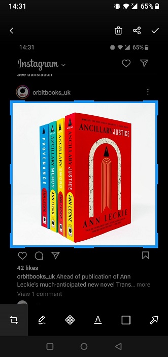 Cropping out Instagram screenshot on Android phone. 