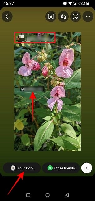 A reposted Story with active tag. 