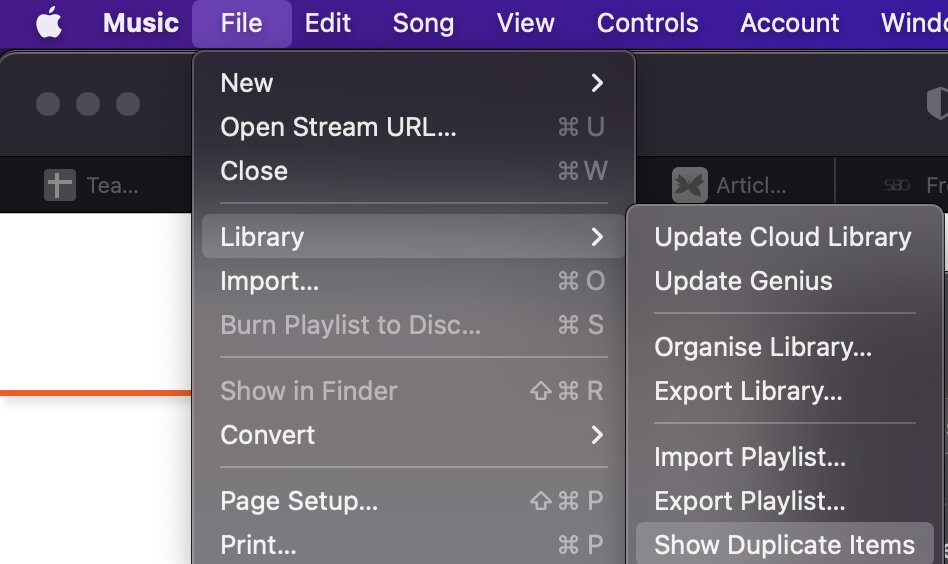 Library and Duplicate Items button