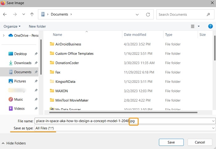 Changing image extension to .JPG.