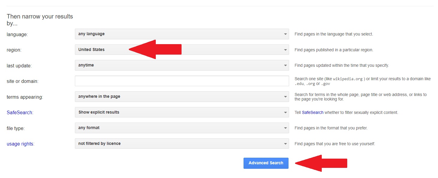 Google Search by region