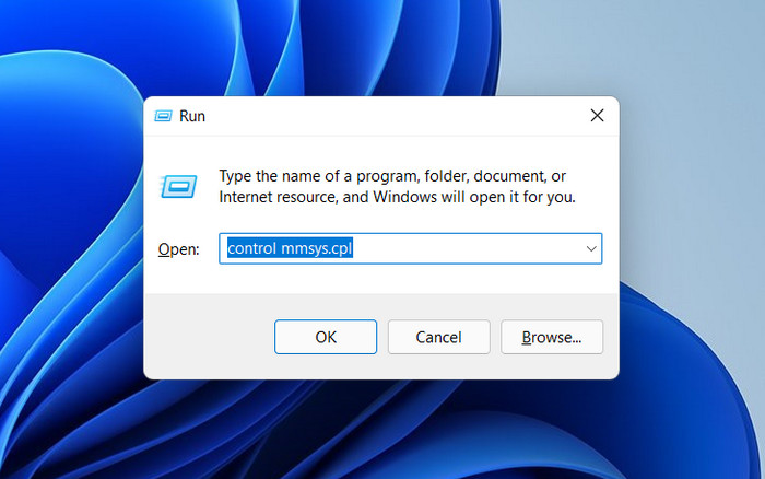 Typing command in Run window. 