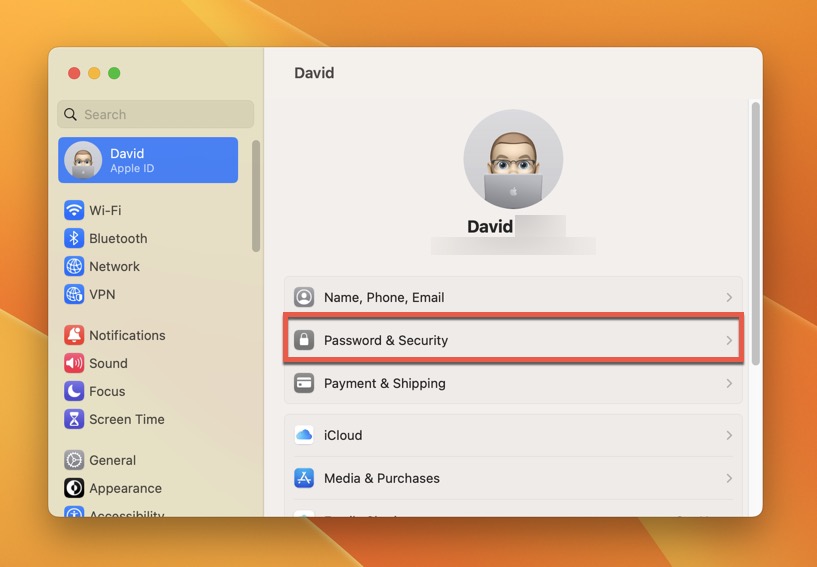 System Settings Password And Security