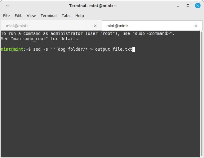 Terminal Sed Concatenate Contents Of Dog Folder