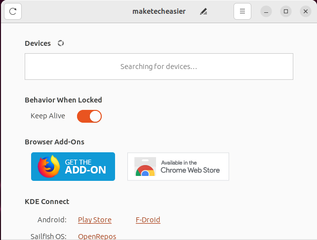 A screenshot of the GSConnect desktop extension.