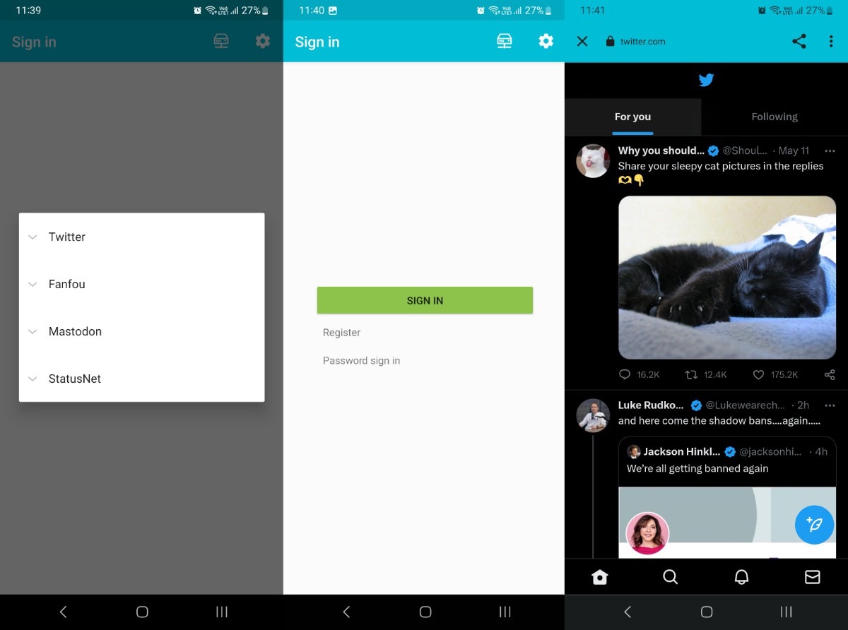Twidere For Twitter app interface.