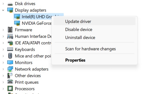 Updating drivers in Windows via Device Manager.